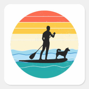 Paddleboarding Paddleboard Paddel Wassersport Hund Quadratischer Aufkleber