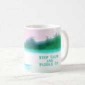 Paddleboarding SUP Wasserfarbe Rosa blaue Küste Kaffeetasse (VorderseiteRechts)
