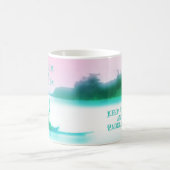 Paddleboarding SUP Wasserfarbe Rosa blaue Küste Kaffeetasse (Mittel)