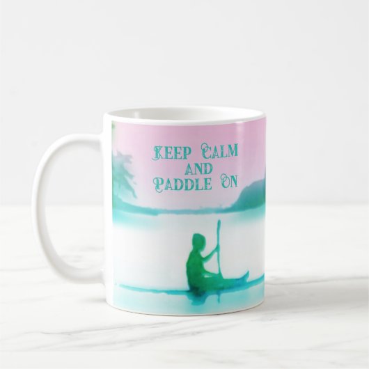 Paddleboarding SUP Wasserfarbe Rosa blaue Küste Kaffeetasse (Links)