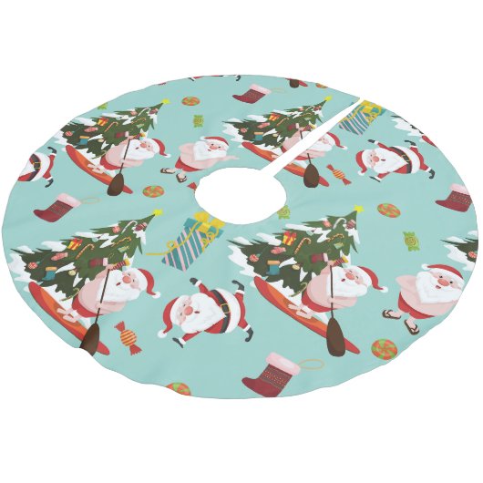Paddleboarding Weihnachten Polyester Weihnachtsbaumdecke (Schrägansicht)