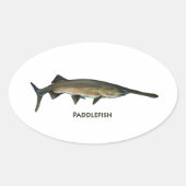 Paddlefisch Ovaler Aufkleber (Vorderseite)