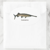 Paddlefisch Ovaler Aufkleber (Tasche)