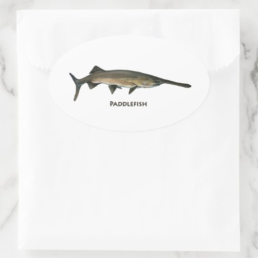 Paddlefisch Ovaler Aufkleber (Tasche)