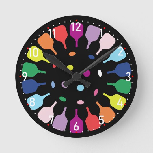 Paddlepalooza O’Clock Pickleball  Runde Wanduhr (Vorderseite)