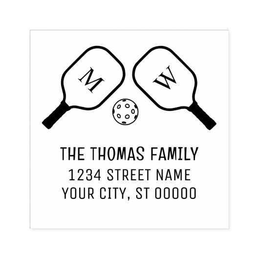 Paddles für Sporty Pickleball und Name für Ball Gummistempel (Prägung)