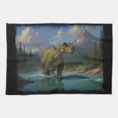 Paddling Brontosaurus & River Fun Geschirrtuch (Horizontal)