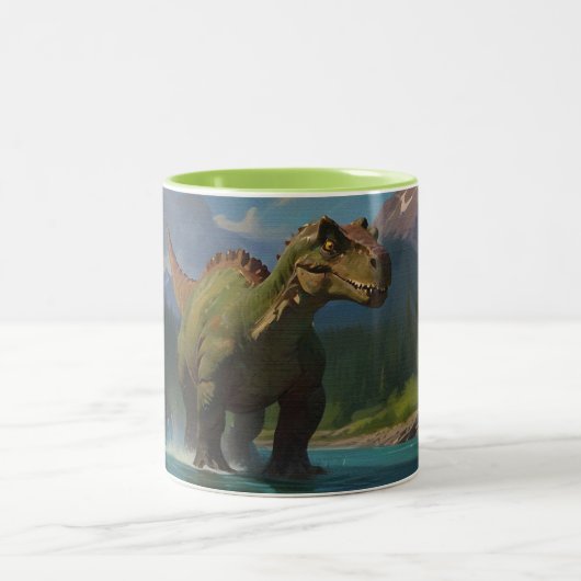 Paddling Brontosaurus & River Fun Zweifarbige Tasse (Mittel)