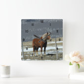 Paddock Wall Clock-Nummer des belgischen Zugpferde Quadratische Wanduhr (Zuhause)