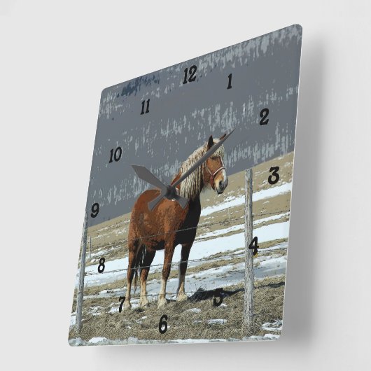 Paddock Wall Clock-Nummer des belgischen Zugpferde Quadratische Wanduhr (Winkel)