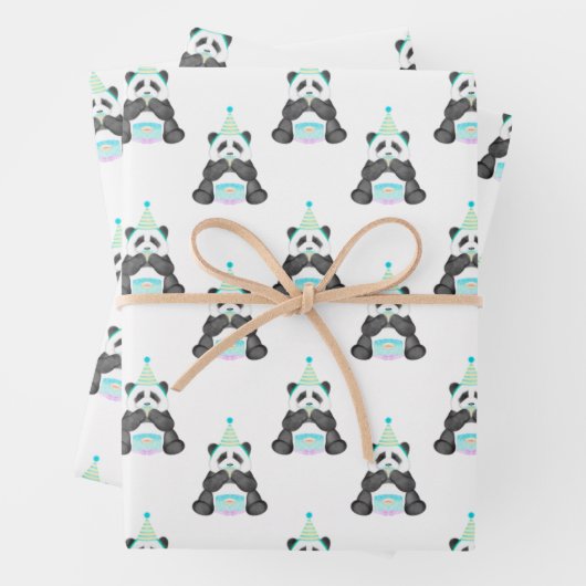 Paddy Party Panda mit Tortenmuster Geschenkpapier Set (Beispiel)