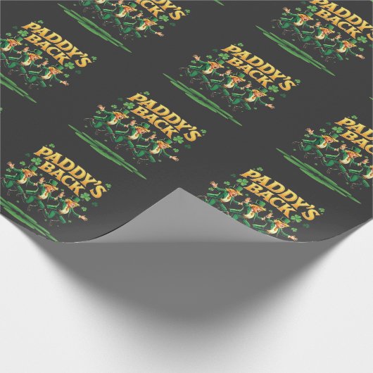 Paddy's Back Funny Trump St Patrick Day Leopard Geschenkpapier (Ecke)