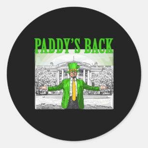 Paddy's Back Funny Trump St Patricks Day Lucky Sha Runder Aufkleber