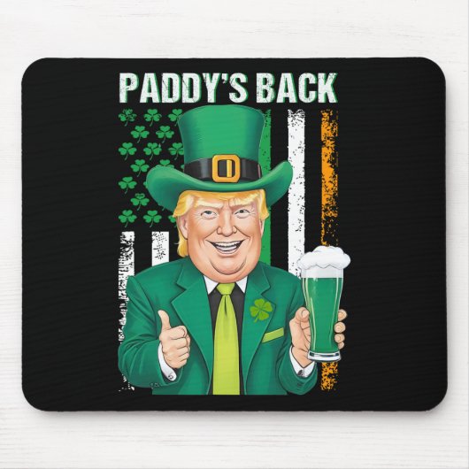 Paddy's Back Funny Trump St Patricks Day Men Wome Mousepad (Vorne)