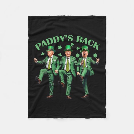 Paddy's Back St Patricks Day Funny Trump tanzt Fleecedecke (Vorderseite)