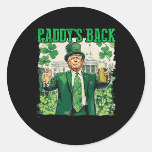Paddy's Back St Patricks Day Lucky Trump Kleeblatt Runder Aufkleber