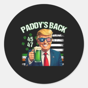 Paddy's Back Trump 45 47 Irish American Flag St Pa Runder Aufkleber