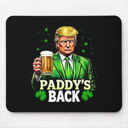 Paddy's Back Trump Beer Kleeblatt St Patricks Day Mousepad (Vorne)