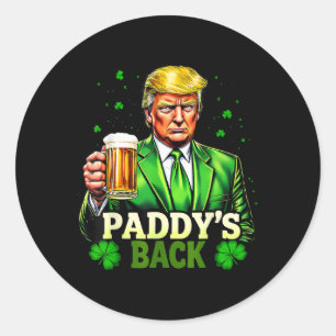 Paddy's Back Trump Beer Kleeblatt St Patricks Day Runder Aufkleber
