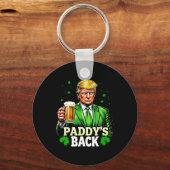 Paddy's Back Trump Beer Kleeblatt St Patricks Day Schlüsselanhänger (Vorderseite)