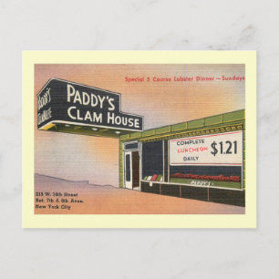 Paddy's Clam House, Retro, New York City Vintage Postkarte