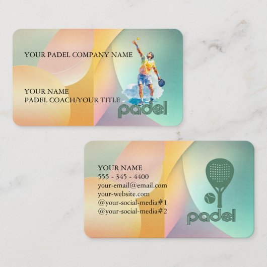Padel Business Card - Vibrant Padel Style 2 Visitenkarte (Vorne/Hinten)