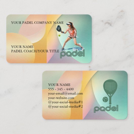 Padel Business Card - Vibrant Padel Style 3 Visitenkarte (Vorne/Hinten)