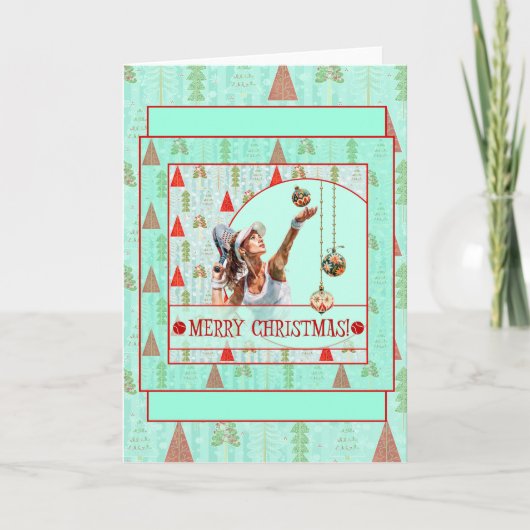 Padel Christmas Card – Padel Retro Christmas Karte (Vorderseite)
