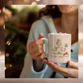 Padel Christmas Mug – Holiday Padel Angel in Taupe Zweifarbige Tasse