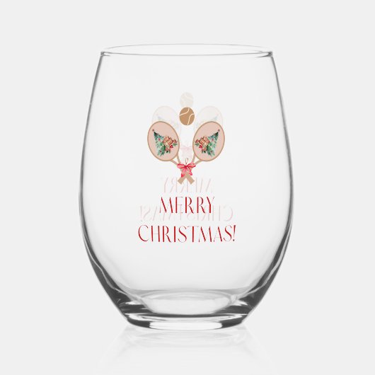 Padel Christmas Wine Glass – A Festive Padel Motif Weinglas Ohne Stiel (Rückseite)
