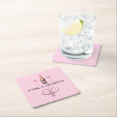 PADEL COASTER: PADEL & PROSECCO CLASSIC PINK/BLACK RECHTECKIGER PAPPUNTERSETZER (Vor Ort)