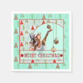 Padel Cocktail Napkin – Padel Retro Christmas Serviette (Vorderseite)