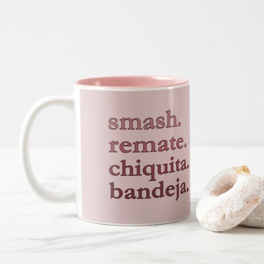 Padel Coffee Mug-Personalize Word Vibes Dusty Rose Zweifarbige Tasse (Mit Donut)