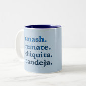 PADEL COFFEE MUG – WORD VIBES – AZURE BLUE ZWEIFARBIGE TASSE (Vorderseite Links)