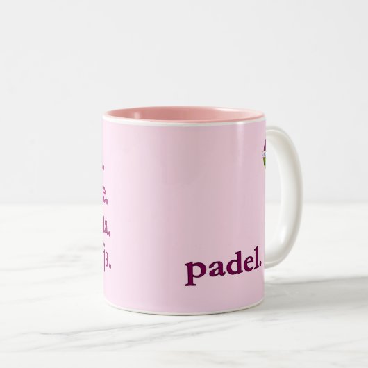 PADEL COFFEE MUG – WORD VIBES – BRIGHT LIGHT PINKS ZWEIFARBIGE TASSE (VorderseiteRechts)