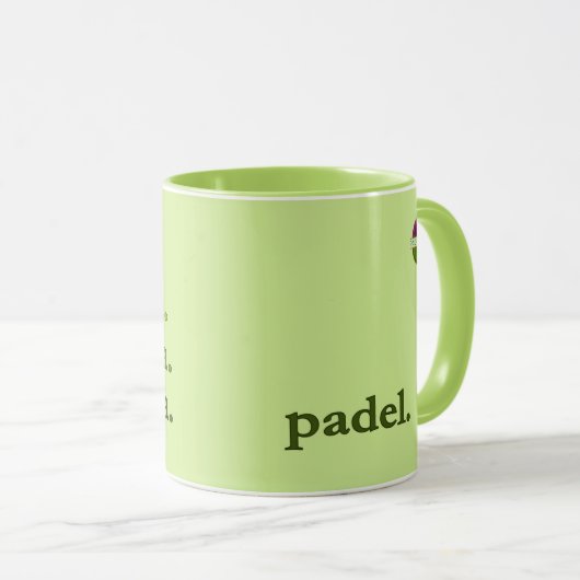 PADEL COFFEE MUG – WORD VIBES – LIME GREEN TASSE (VorderseiteRechts)