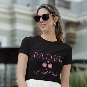 Padel Damen T-Shirt-Social Club Schwarz & Pink T-Shirt