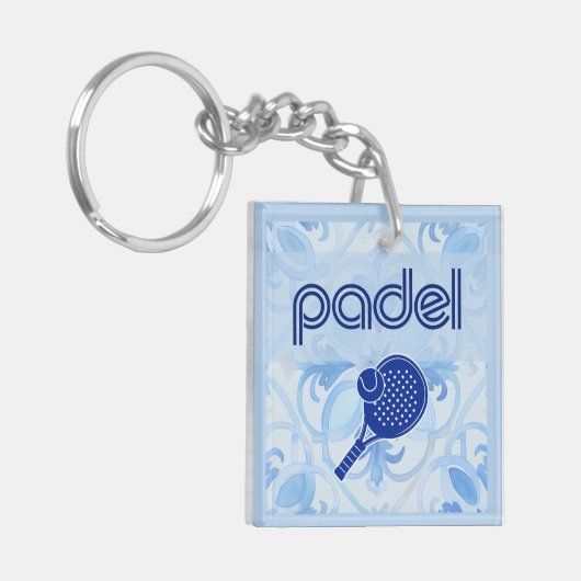 Padel Key Chain – Spanish Tile Vibes in Blue Schlüsselanhänger (Vorderseite links)