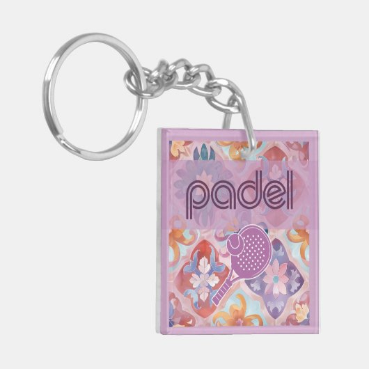 Padel Key Chain – Spanish Tile Vibes in Purple Schlüsselanhänger (Vorderseite links)