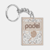 Padel Key Chain – Spanish Tile Vibes Taupe Brown Schlüsselanhänger (Vorderseite links)