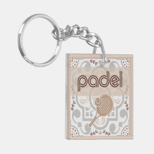 Padel Key Chain – Spanish Tile Vibes Taupe Brown Schlüsselanhänger (Vorderseite links)
