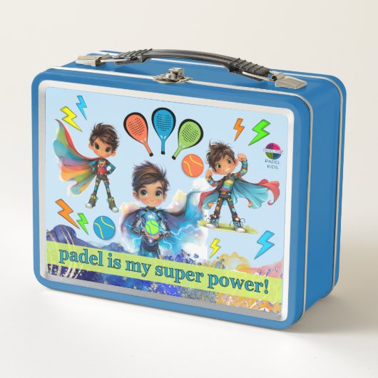 PADEL LUNCHBOX - PADEL BOYS SUPERHEROES in BLUE (Vorderseite)