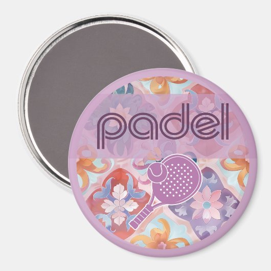 Padel Magnet – Spanish Tile Vibes in Purple (Vorderseite/Rückseite)