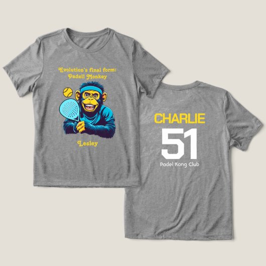 Padel Monkey Business Smashwear Tri-Blend Shirt (Design Vorderseite & Rückseite)