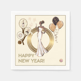 PADEL NAPKIN: NEW YEAR’S PADEL DIVA – CREAM & GOLD SERVIETTE