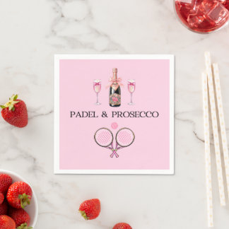 PADEL NAPKIN: PADEL & PROSECCO CLASSIC PINK-BLACK SERVIETTE