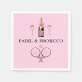 PADEL NAPKIN: PADEL & PROSECCO CLASSIC PINK-BLACK SERVIETTE (Vorderseite)