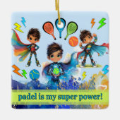 PADEL ORNAMENT – PADEL BOYS SUPERHEROES BLUE (Vorderseite)