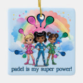 PADEL ORNAMENT – PADEL GIRLS SUPERHEROES BLUE (Vorderseite)