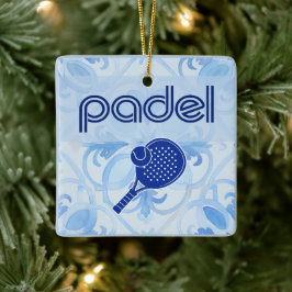 Padel-Ornament – Spanische Fliesen-Vibes in Blau Keramikornament